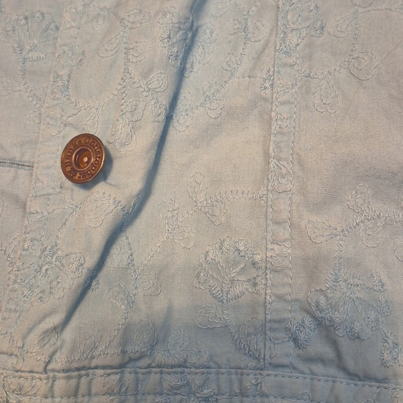 Christopher & Banks Woman's Size Large Light Teal Blue Cotton Jacket - Picture 6 of 7